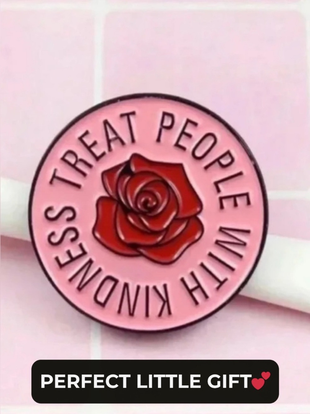 Kindness Matters Pink Rose Enamel Pin Cute Gift Motivational